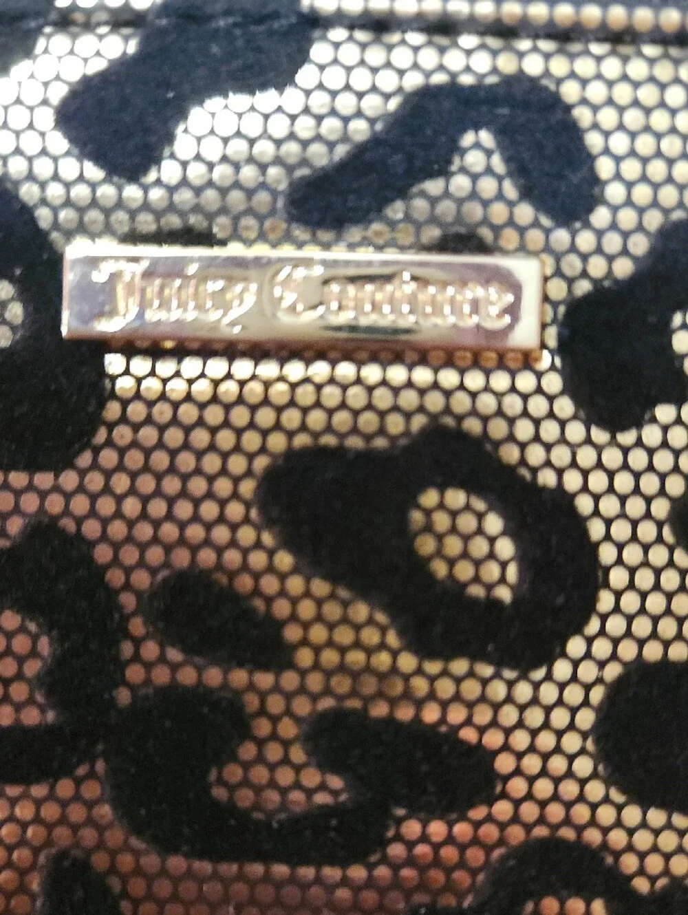 Juicy Couture Gold and Black Leopard Wristlet Clutch
